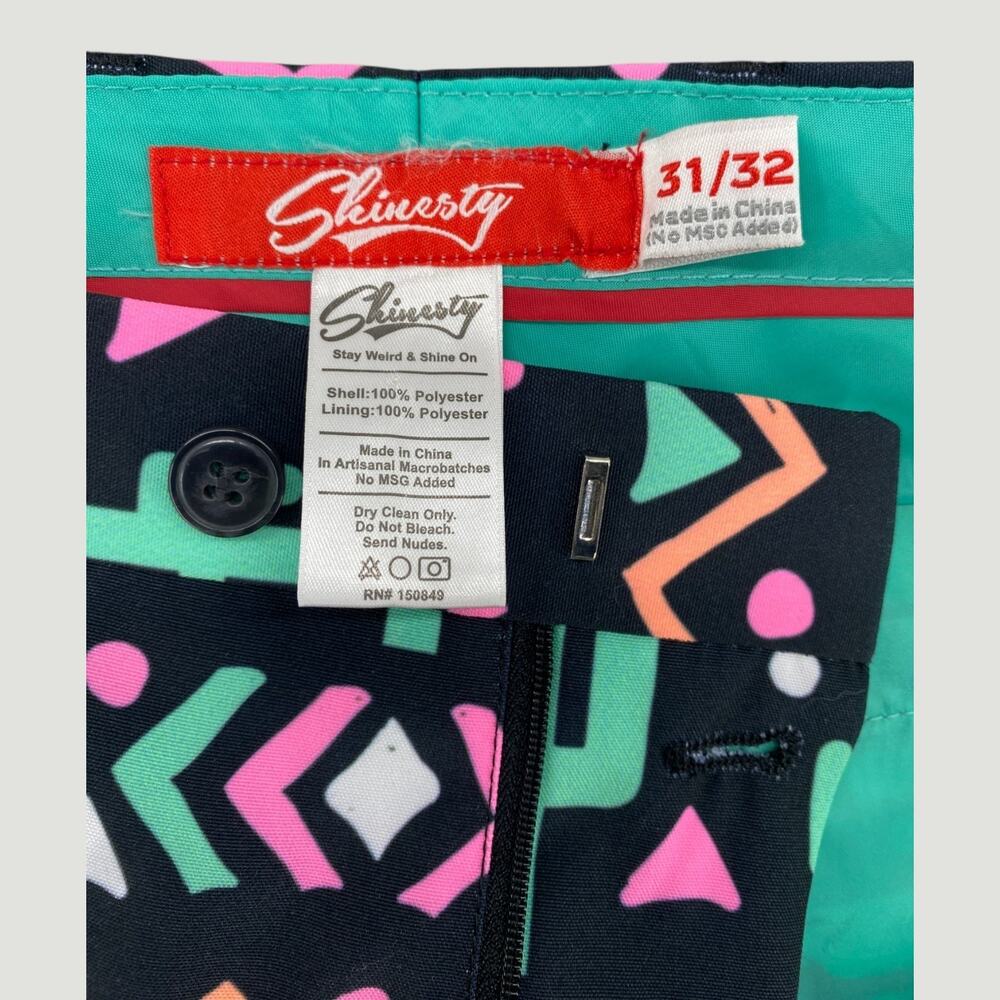 Shinesty Cactus Print Pants 31x32 Men's Retro Southwest Pattern Pants w/ Tie - Picture 6 of 6